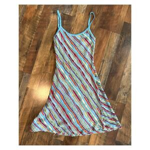 VTG Coogi Sweater Knit Mini Dress Y2K Spaghetti Strap Multicolor Size Medium